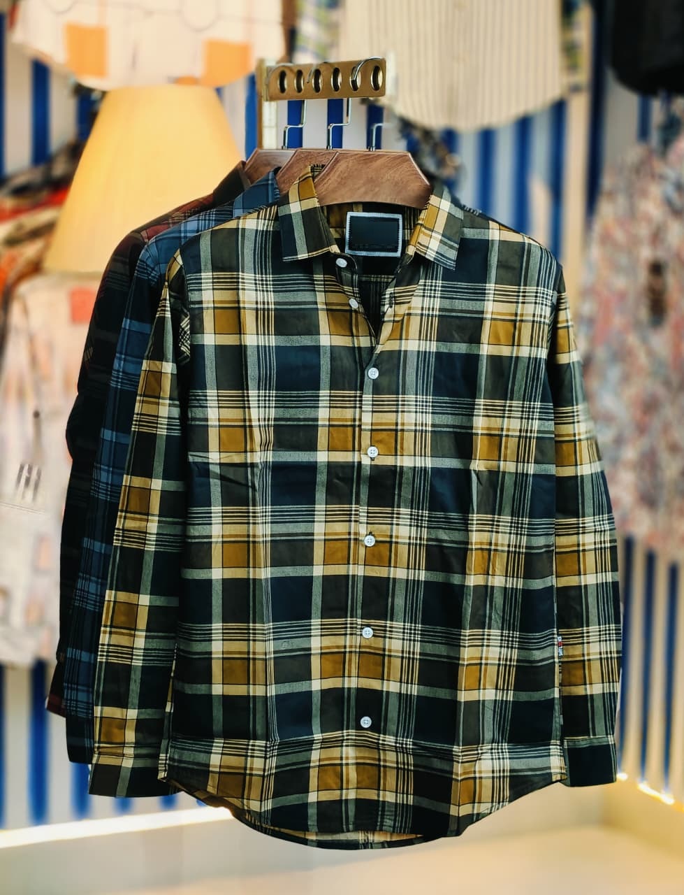 Pure Cotton full Sleeve Check & Print Shirt for Men's