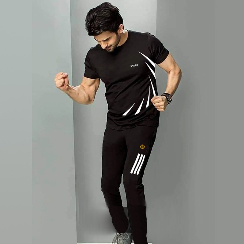 Sportswear Casual O-neck T-shirts + Pants Tracksuit Set