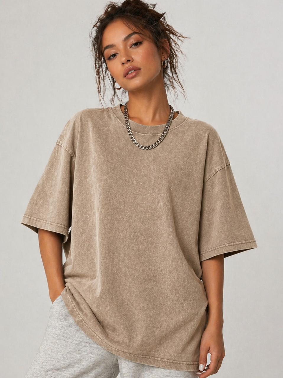 ACID WASH DROP SHOULDER T-SHIRT