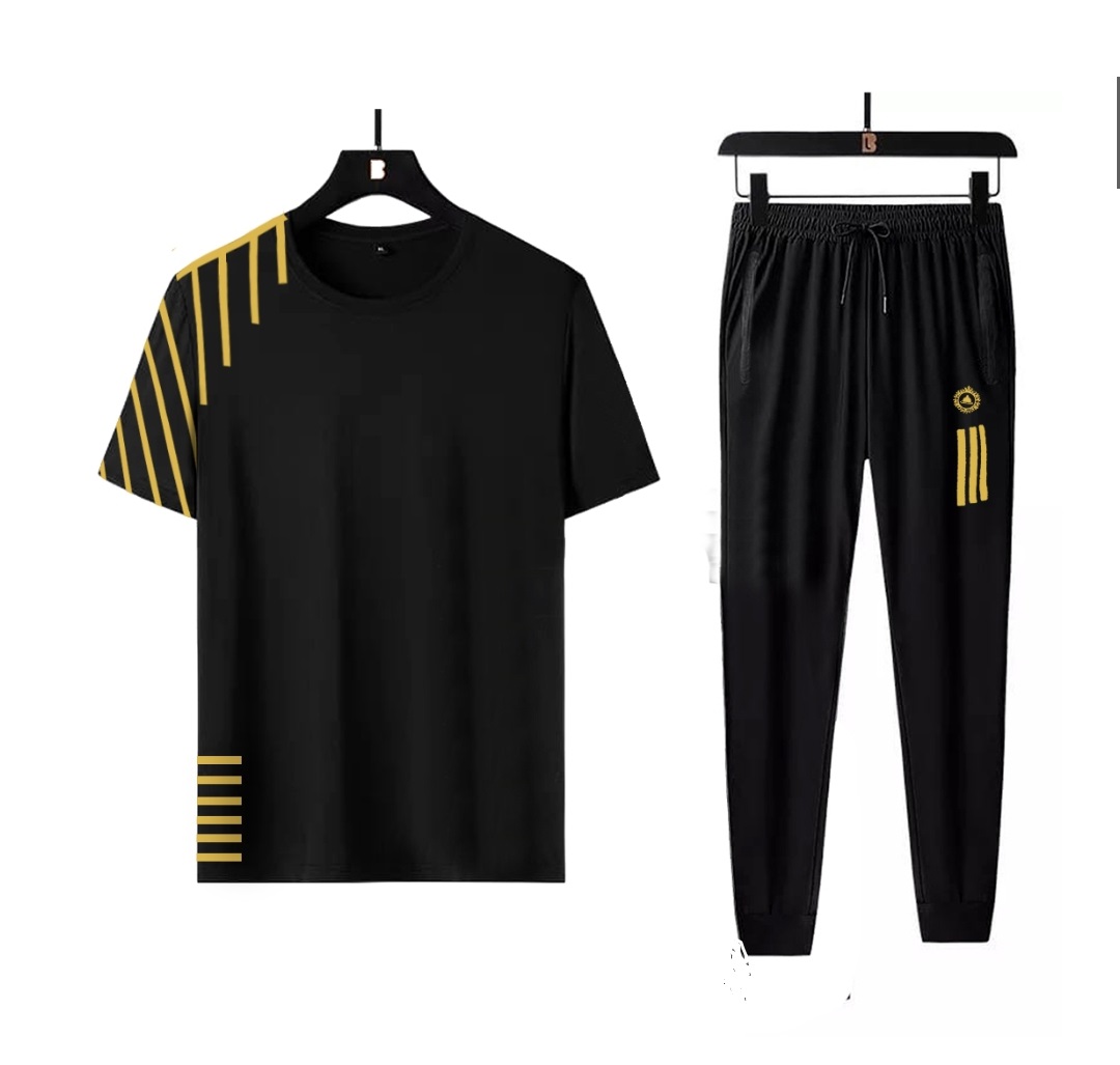 Sportswear Casual O-neck T-shirts + Pants Tracksuit Set